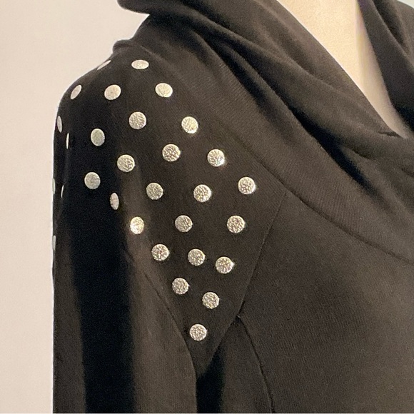 Blooming Rose Woman Dresses & Skirts - Blooming Rose Witchy 2X Black Jersey Maxi Dress Silver Dot Trim Bat Wing Hem